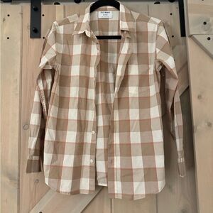 NWOT Old Navy Tan and White Plaid Shirt